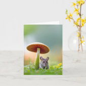Muis onder een paddenstoel kaart (Gele Bloem)
