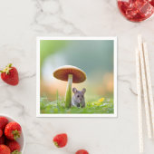 Muis onder een paddenstoel servet (Insitu)