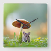 Muis onder een paddenstoel vierkante klok (Voorkant)