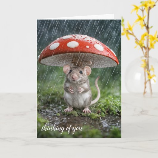 Muis onder een paddestoel kaart (Gele Bloem)