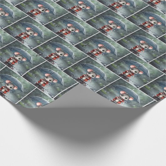 Muis onder een paraplu cadeaupapier (Hoek)