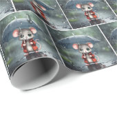 Muis onder een paraplu cadeaupapier (Rol Hoek)