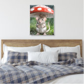 Muis onder een polka dot paddenstoel canvas afdruk (Insitu (Slaapkamer))