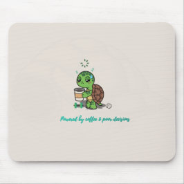 Muis Onderlegger met Cute Turtle en Koffie Liefheb Muismat
