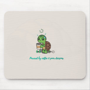 Muis Onderlegger met Cute Turtle en Koffie Liefheb Muismat