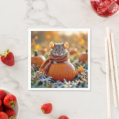 Muis op een herfstpompoen servet (Insitu)