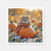 Muis op een herfstpompoen servet (Voorkant)