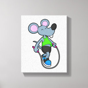 Muis op fitness met helling canvas afdruk