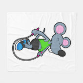Muis op fitness met helling fleece deken (Voorkant (Horizontaal))
