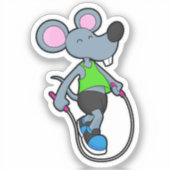 Muis op fitness met helling sticker (Voorkant)