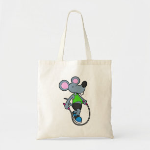 Muis op fitness met helling tote bag