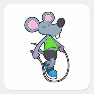 Muis op fitness met helling vierkante sticker
