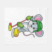 Muis op Ice hockey met Hockey stick Fleece Deken (Voorkant (Horizontaal))
