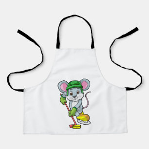 Muis op Ice hockey met Hockey stick Schort