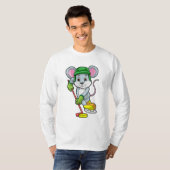 Muis op Ice hockey met Hockey stick T-shirt (Voorkant volledig)