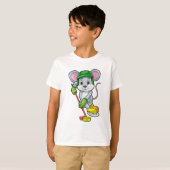 Muis op Ice hockey met Hockey stick T-shirt (Voorkant volledig)