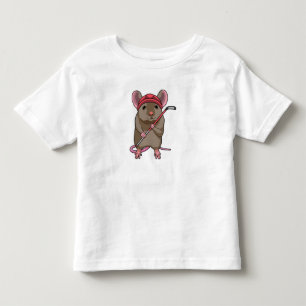 Muis op Ice hockey met ijshockeystick Kinder Shirts