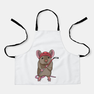 Muis op Ice hockey met ijshockeystick Schort