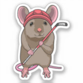 Muis op Ice hockey met ijshockeystick Sticker (Voorkant)