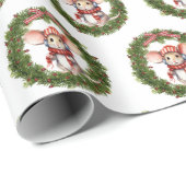 Muis op Kerstkrans Cadeaupapier (Rol Hoek)