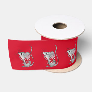 Muis op Rood Satijnen Lint