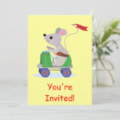 Muis op Schaats Scooter Invitation Kaart (Staand voorkant)