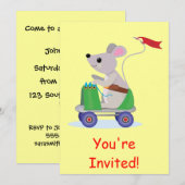 Muis op Schaats Scooter Invitation Kaart (Voorkant / Achterkant)