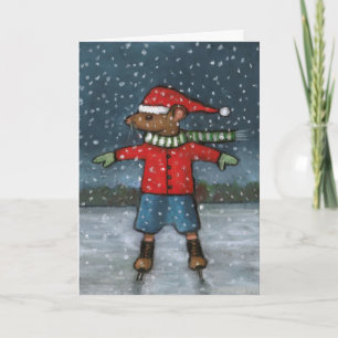 Muis op Schaatsen: sneeuw: Fijne verjaardag Supers Kaart