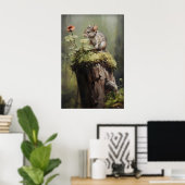 Muis op Stomp Bosprint, Donkere Academie Dier Poster (Thuiskantoor)