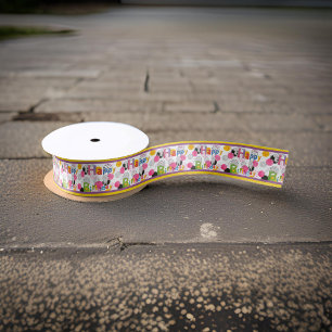 Muis Paars Gele Streep Satijnen Lint