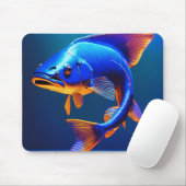 Muis Pad | Blauwe Vis Logo Ontwerp | Minimalistisc Muismat (Met muis)