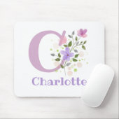 Muis Pad Initial Plus Naam & Bloemen Ontwerp Muismat (Met muis)