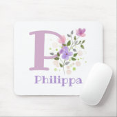 Muis Pad Initial Plus Naam & Bloemen Ontwerp Muismat (Met muis)