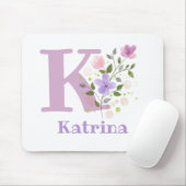 Muis Pad Initial Plus Naam & Bloemen Ontwerp Muismat (Met muis)
