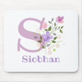 Muis Pad Initial Plus Naam & Bloemen Ontwerp Muismat