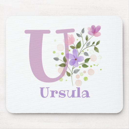 Muis Pad Initial Plus Naam & Bloemen Ontwerp Muismat (Voorkant)