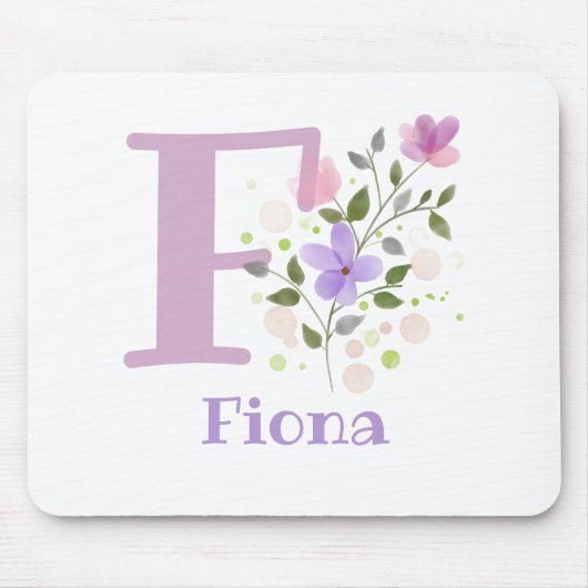 Muis Pad Initial Plus Naam & Bloemen Ontwerp Muismat (Voorkant)