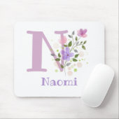 Muis Pad Initial Plus Naam & Bloemen Ontwerp Muismat (Met muis)