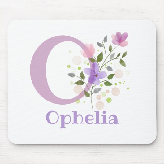 Muis Pad Initial Plus Naam & Bloemen Ontwerp Muismat (Voorkant)
