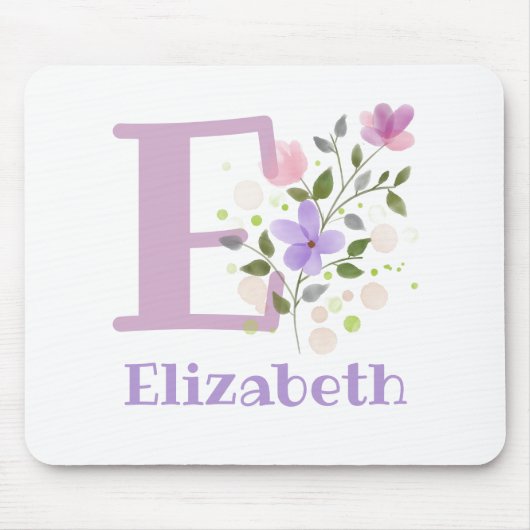 Muis Pad Initial Plus Naam & Bloemen Ontwerp Muismat (Voorkant)