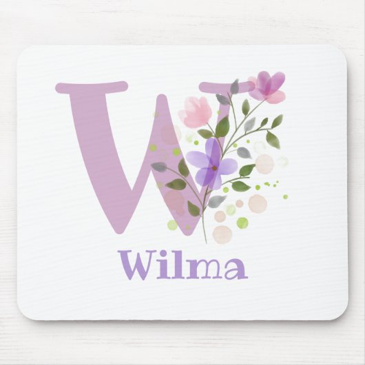 Muis Pad Initial Plus Naam & Bloemen Ontwerp Muismat (Voorkant)
