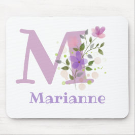 Muis Pad Initieel Plus Naam & Bloemen Ontwerp Muismat