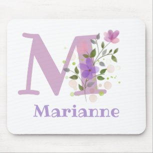 Muis Pad Initieel Plus Naam & Bloemen Ontwerp Muismat