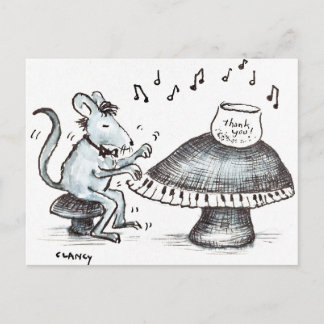 Muis Paddenstoel Muzikant Ansichtkaart Briefkaart