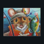 Muis Pet Vest Vist voor Bluegill Waterverf Art Briefkaart<br><div class="desc">"Happy Camper Mice Bluegill Bonanza" Waterverf Art Briefkaart van kunstenaar Jean Weiner "Happy Camper Mice Bluegill Bonanza" heeft een grillige veldmuis die geniet van een middagvisserij vanaf het dok. Hij draagt een pet met lures en een helder oranje reddingsvest. Het lijkt erop dat hij zijn eerste bluegill voor de dag...</div>