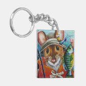 Muis Pet Vest Vist voor Bluegill Waterverf Art Sleutelhanger (Voorkant Links)