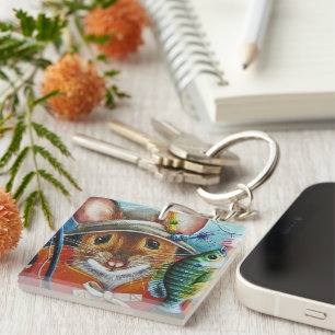 Muis Pet Vest Vist voor Bluegill Waterverf Art Sleutelhanger