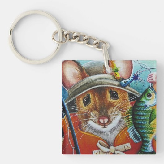 Muis Pet Vest Vist voor Bluegill Waterverf Art Sleutelhanger (Voorkant)