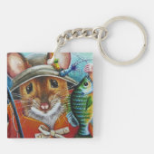 Muis Pet Vest Vist voor Bluegill Waterverf Art Sleutelhanger (Achterkant)