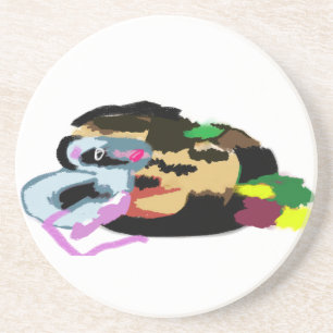 Muis pompoen herfstvreugde zandsteen onderzetter